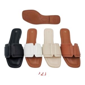 Black Leather women’s Slide Sandals